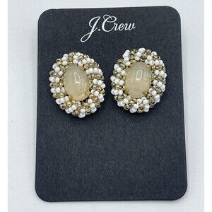 J. Crew Seed Bead Oval Stud Earrings New